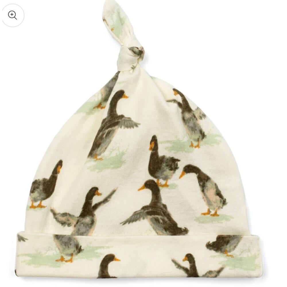 Milkbarn Organic Cotton Knot Hat, Duck Print, NWT, multiple Sizes Available